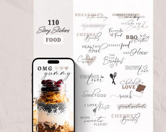 Instagram Story Sticker Food | Cooking | Healthy | Story Sticker Food | Breakfast | Vegan Basic Eating Breakfast Word Lettering
