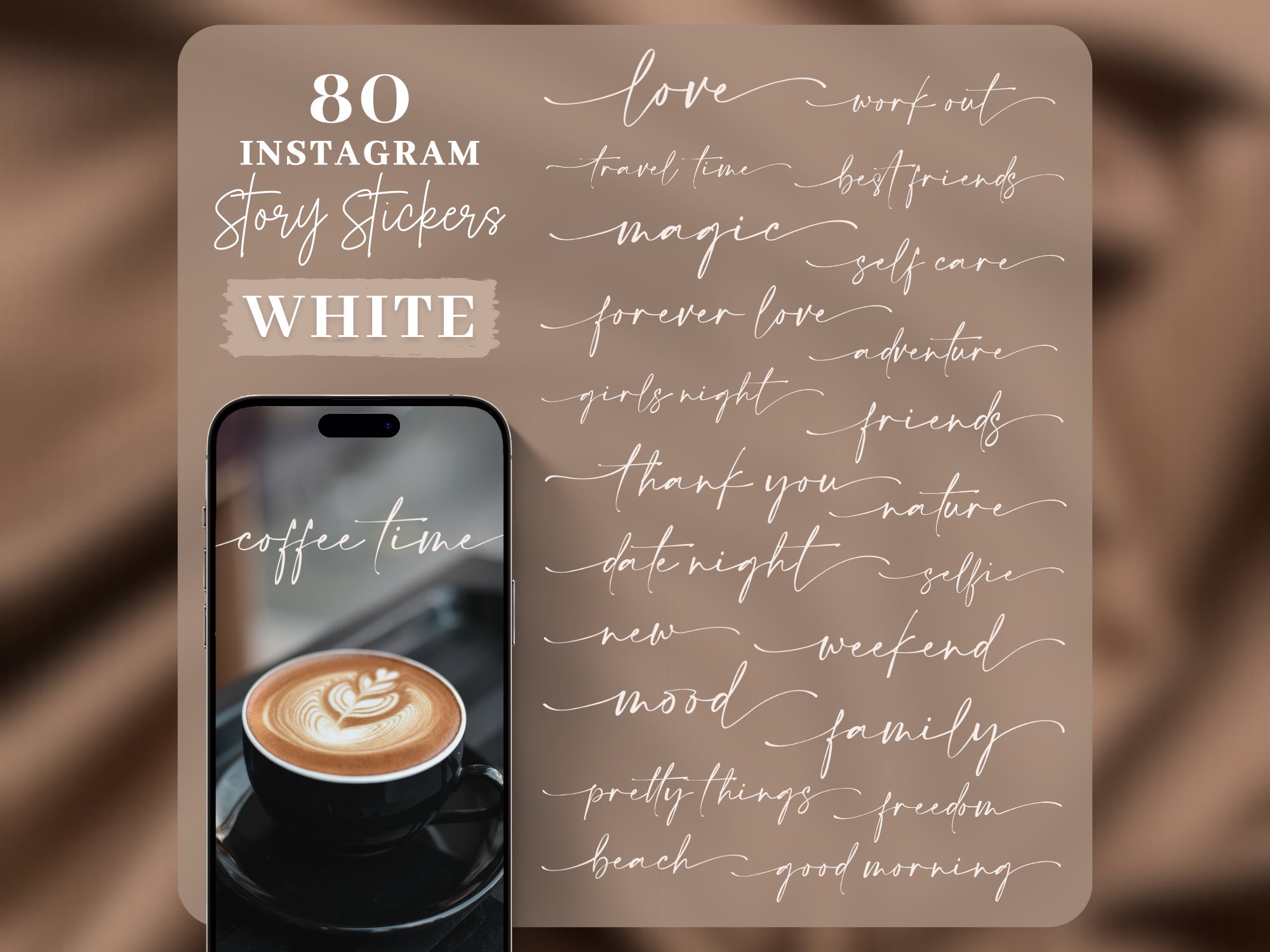 Instagram Story Stickers Calligraphy | Lettering Stickers | Digital Planner Lettering English | Story Stickers Words | Story stickers words