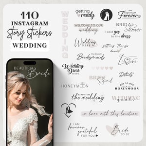 Instagram Story Stickers Wedding | Bachelorette Party | Storysticker Bridal | Story Sticker Bride | Wedding Dress | Beige | Word Lettering
