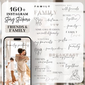 Instagram-verhaalstickers familie en vrienden | Vriendschap | Oma Opa Zus Broer Moeder Vader Bestie | Verhaalsticker | Belettering Engels