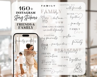 Stickers Story Instagram famille et amis | Amitié | Grand-mère Grand-père Sœur Frère Maman Papa Meilleur ami | Storysticker | Lettrage anglais
