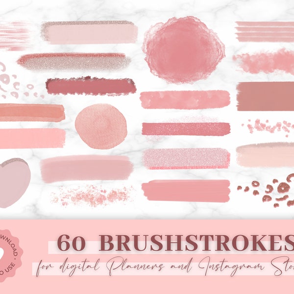 Brushstrokes Instagram | Brushes for digital planners | Instagram Brushes Stickers | Pink Story Stickers, Pastel Pink Instagram Brushes PNG