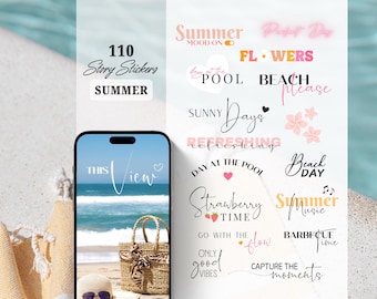 Instagram Story Sticker Sommer | Strand | Pool | Sonnenschein | Kalligraphie Lettering Storysticker Words | Daily | Summer Storysticker