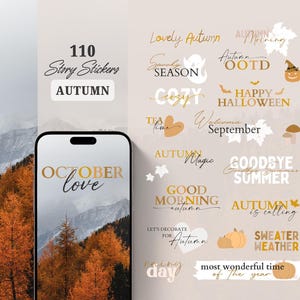 Instagram Verhaalstickers Herfst | Herfst | Halloween | Kalligrafie Belettering Verhaalsticker Woorden | Dagelijks | Pumpkin Story Stickers Leaves Fall
