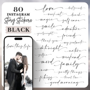 Instagram Story Stickers Calligraphy | Lettering Sticker | Planner Lettering English | Storysticker Words | Lettering Clipart PNG Minimalist