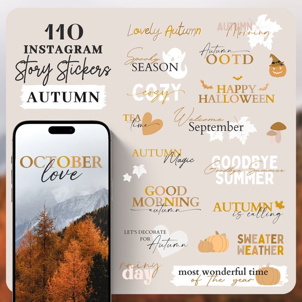 Instagram Story Sticker Herbst | Halloween | Kürbis | Guten Morgen | Kalligraphie Lettering Storysticker Words | Daily | Autumn Storysticker