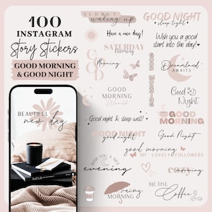 Instagram Story Sticker Good Morning And Good Night | Gute Nacht | Guten Morgen | Kaffee | Kalligraphie Lettering  Storysticker Words, Daily