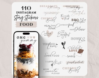 Instagram Story Sticker Food | Cooking | Healthy | Story Sticker Food | Breakfast | Vegan Basic Eating Breakfast Word Lettering