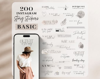 Instagram Story Sticker Basic | Everyday life | Lettering | Clipart | Everyday | Story Stickers | Black | Beige | Daily | Mixed | Generally
