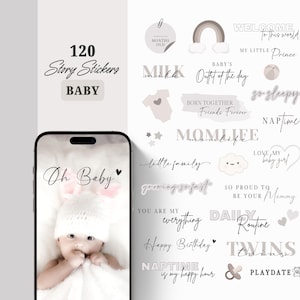 120 Instagram Story Sticker Baby | Momlife | Lettering | Clipart | Everyday | Storysticker | Black | Beige | Täglich | Familie | Mutter