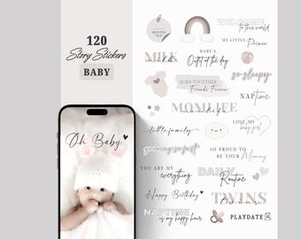 Instagram Story Stickers Baby | Momlife | Lettering | Clipart | Everyday | Story stickers | Black | Beige | Daily | Family | Mother