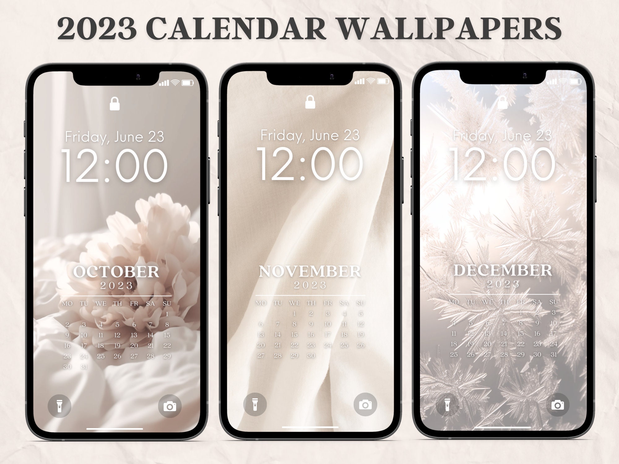 Phone Calendar Wallpapers 2023 & 2024 Lockscreen Calendar Etsy