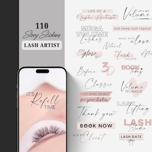 Adesivi per storie di Instagram Lash Artist / Ciglia / Lash Tech / Storysticker Beauty / Story Sticker Lash Studio / Lettering di parole per aziende di bellezza