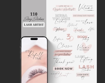 Adesivi per storie di Instagram Lash Artist / Ciglia / Lash Tech / Storysticker Beauty / Story Sticker Lash Studio / Lettering di parole per aziende di bellezza