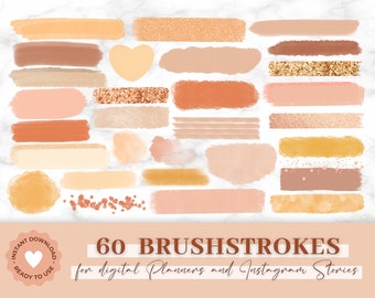 Brushstrokes Instagram | Brushes for digital planners | Instagram Brushes Sticker, Bright Boho Story Sticker, yellow Instagram Brushes PNG