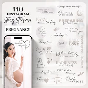 Instagram Story Stickers Pregnancy | Momlife | Lettering | Clipart | Everyday | Story stickers | Black | Beige | family | Mother to be