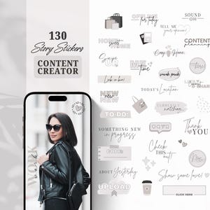 Instagram Story Sticker Content Creator | Influencer | Lettering | Clipart | Blogger | Storysticker | Black | Beige | Daily | Basic image 1