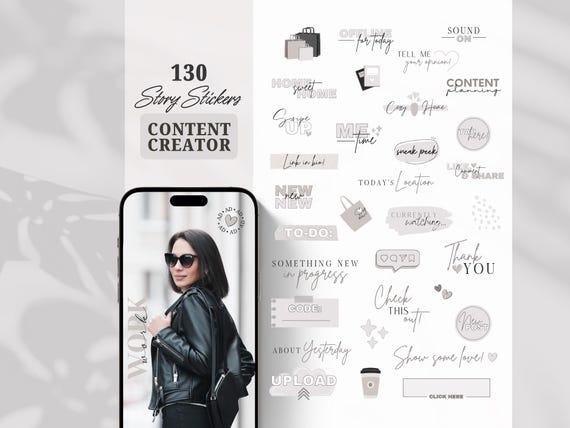 Instagram Story Sticker Content Creator | Influencer | Lettering | Clipart | Blogger | Storysticker | Black | Beige | Daily | Basic