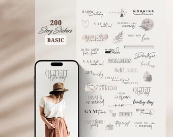 Instagram Story Sticker Basic | Everyday life | Lettering | Clipart | Everyday | Story Stickers | Black | Beige | Daily | Mixed | Generally