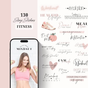 Instagram Story Sticker Fitness | Workout Sticker | Running | Yoga | Fitness Influencer | Healthy Food Gym Lettering Storysticker Words