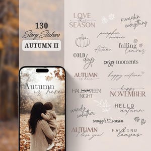Pegatinas de otoño para historias de Instagram / Otoño / Halloween / Caligrafía, letras, palabras de Storysticker / Pegatinas diarias de hojas de calabaza para historias de otoño