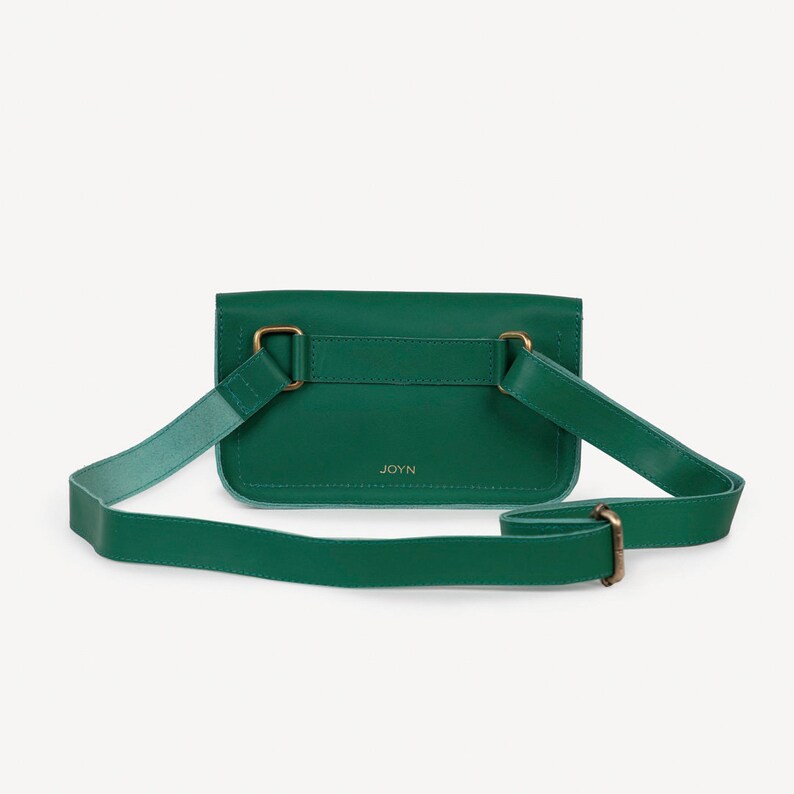 Marsupio in pelle verde, marsupio in pelle, borsa a tracolla in pelle immagine 3