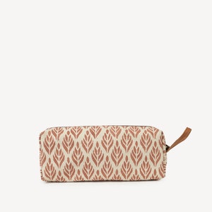 Block printed pencil case, Forest Print - Rust