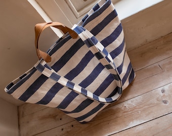 Borsa tote con stampa a blocchi, borsa tote in tela resistente, borsa tote stampata