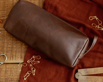 Leather pencil case, Leather Utility Case, Leather Cosmetic Bag, Leather Pencil Case