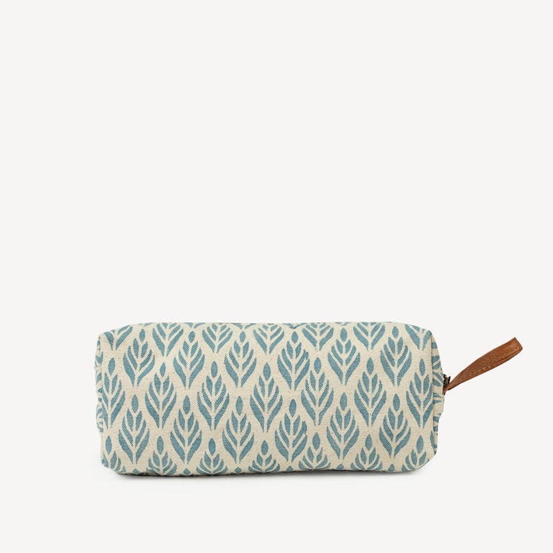 Block printed pencil case, Forest Print - Blue