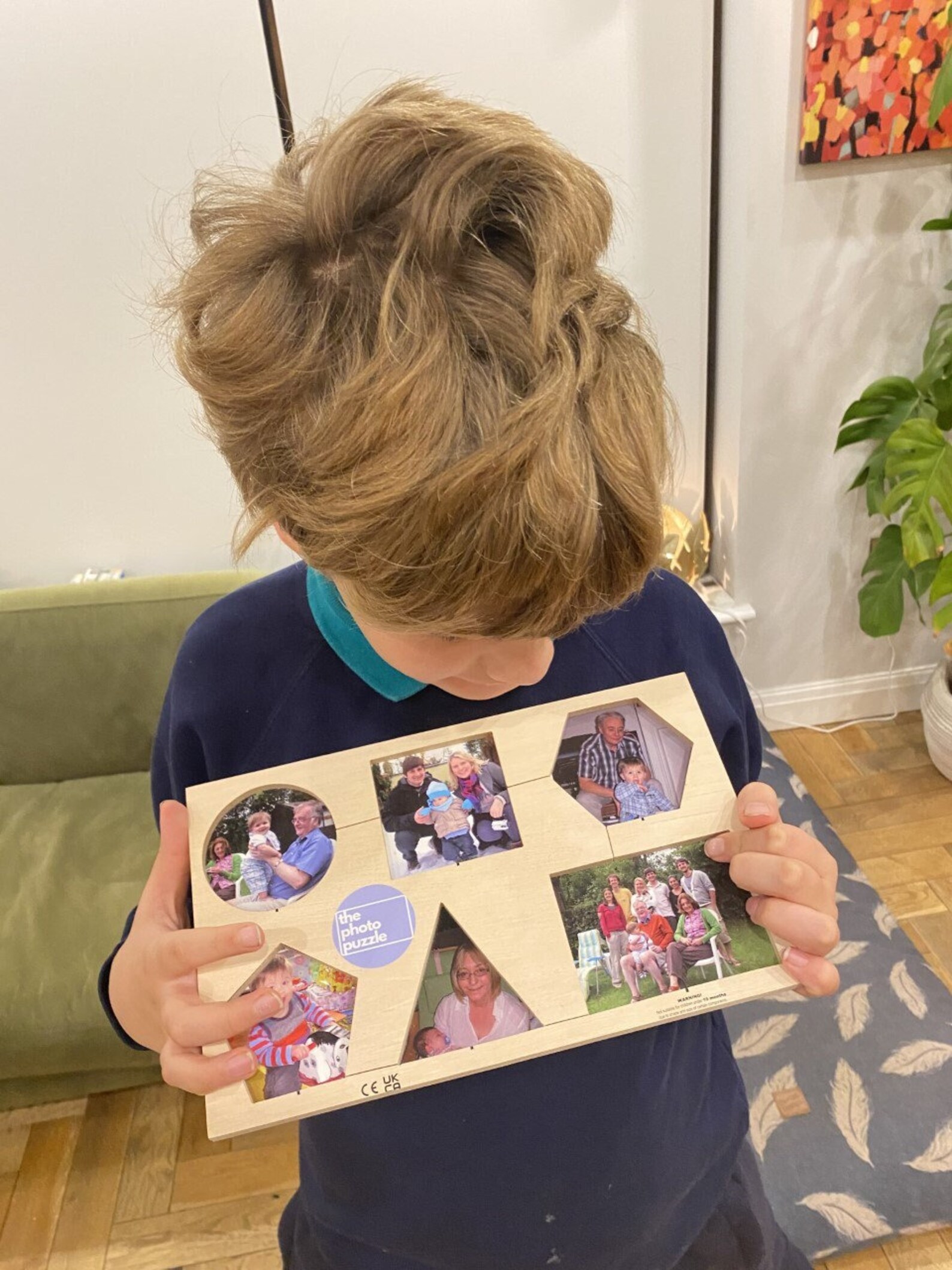 Autism Learning Disability Family Photo Shape Puzzle Handmade Wooden