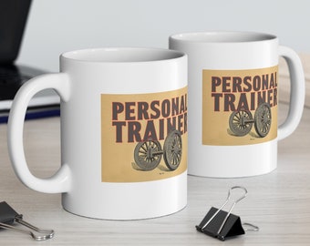 Kaffeebecher, Personal "Train"er Becher 11 Unzen, Kaffeebecher, lustig, Humor, Zugliebhaber, Geschenk für ihn, Geschenk für Kollegen, Weihnachtsgeschenk, Geschenk für Sie."