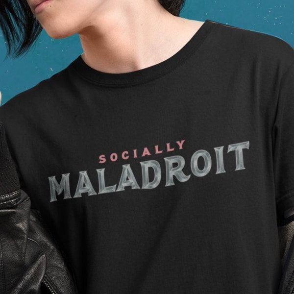 Socially Maladroit// Unisex Ultra Cotton Tee, Unisex Tshirt, Illustrated Tee, Socially Maladroit Art, Xmas Tee, Text Nouveau, Art Deco Shirt