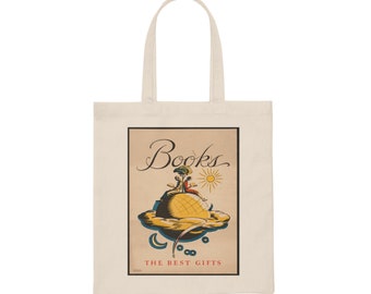 Books, The Best Gifts // Canvas Tote Bag, Ideal Book Tote Bag, Canvas Book Bag, Literature Tote Bag, Shoulder Bag, Canvas Book Tote Bag