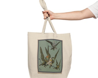 Dorothy & Flying Monkeys, Canvas Shopping Tote, Wizard of Oz Tote, Tote Lover Gift, Literary Gift, Canvas Tote, Dorothy, Scarecrow, Tin Man