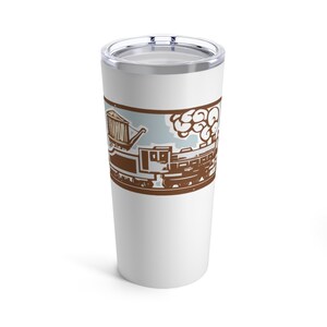 Train Woodcut Tumbler // 20oz Travel Mug, Laser Engraved Tumbler, Stainless Steel Mug, Insulated Tumbler, Best Friend Birthday Gift For Her