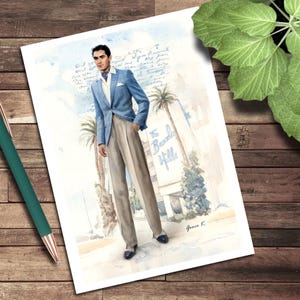 Karta z pozdrowieniami, pusta kartka z notatkami, klasyczny wiodący mężczyzna-Tyrone Power, ilustracje, vintage, Hollywood, film, klasyczny, film, nostalgia