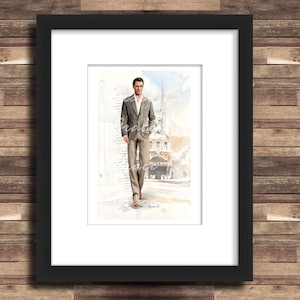 Wall Decor, Giclee Art Print, Classic Leading Man-Gary Cooper, Illustrations, Art, Wall Art, Hollywood, Film, Vintage, Watercolor, Nostalgia