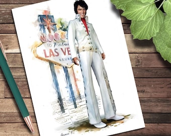 Elvis Presley 68 Comeback Special, Illustration Note Card, Classic