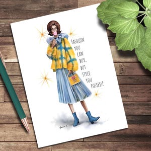 Karta z pozdrowieniami, pusta kartka z notatkami, styl, który posiadasz, moda, wycinanie i wklejanie ilustracji artystycznych, ilustracje mody, funky, zabawne