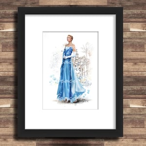 Wall Decor, Giclee Art Print, Classic Movie Gowns Fashion, Art, Fashion Illustrations, To Catch a Thief, Wall Art, Grace Kelly