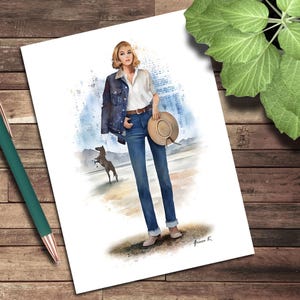 Greeting Card, Blank Note Card, Marilyn Monroe The Misfits Fashion, Fashion Illustrations, Vintage, Hollywood, Movie, Classic