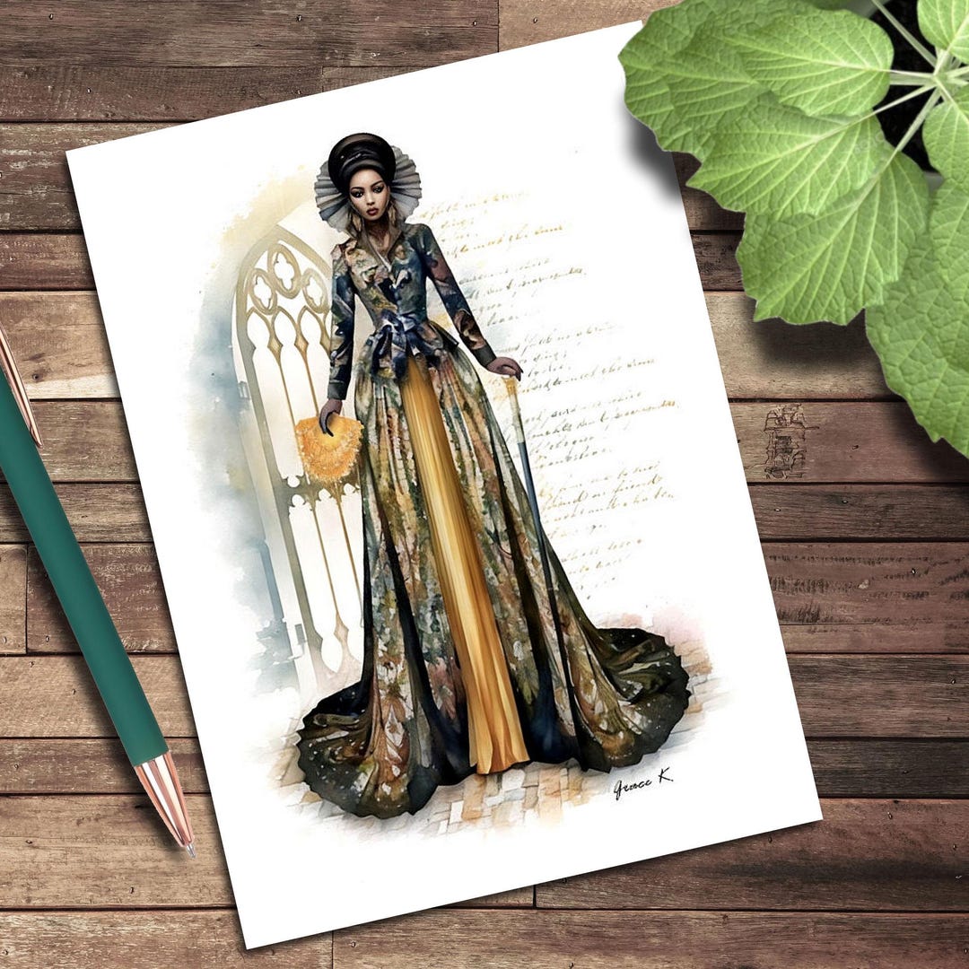 Gothic Gold Fashion Note Card, 19th Century Blank Greeting Card - Etsy