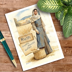 Women of the Bible Illustrated Note Card, Ruth, Encouragement, Uplifting