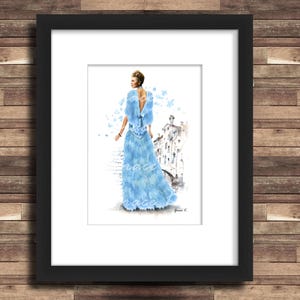 Wanddekoration, Giclée-Kunstdruck, Klassische Filmkleider Mode, Kunst, Modeillustrationen, Zylinder, Wandkunst, Ginger Rogers, Hollywood
