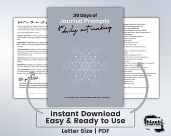 30 Days of Daily Art-Making Journaling Prompts | self-care, wellness journal, printable PDF digital download