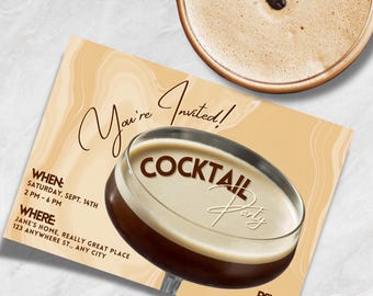 Espresso Martini Party Invitation – Editable Cocktail Template (Digital Download)