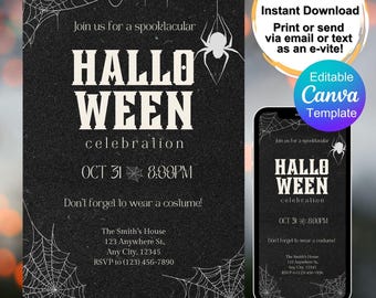 Halloween Costume Party Invitation - Editable Template (Digital Download)