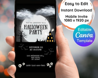 Halloween Party Mobile Invitation – Editable Costume Party Template (Digital Download)