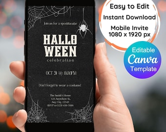 Customizable Halloween Party Mobile Invitation – Digital Template (1080x1920 px)